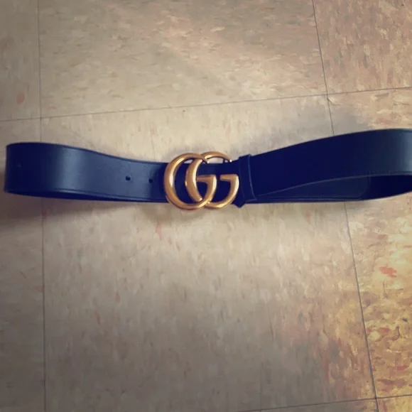 Gucci Gold GG Black Leather Belt 1.5 width Size 36 Gucci Belt GG Black Leather 1.5 Inch Size 90/36 For 6-8  main image 3